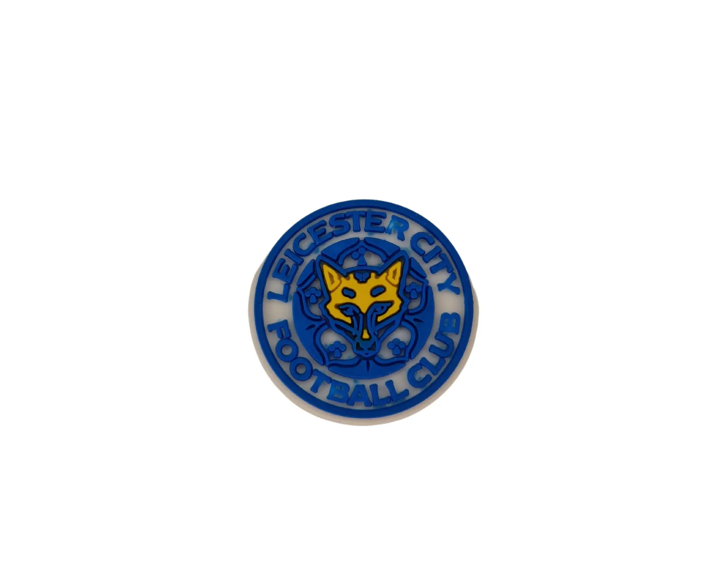 a blue and white badge with a yellow fox on it