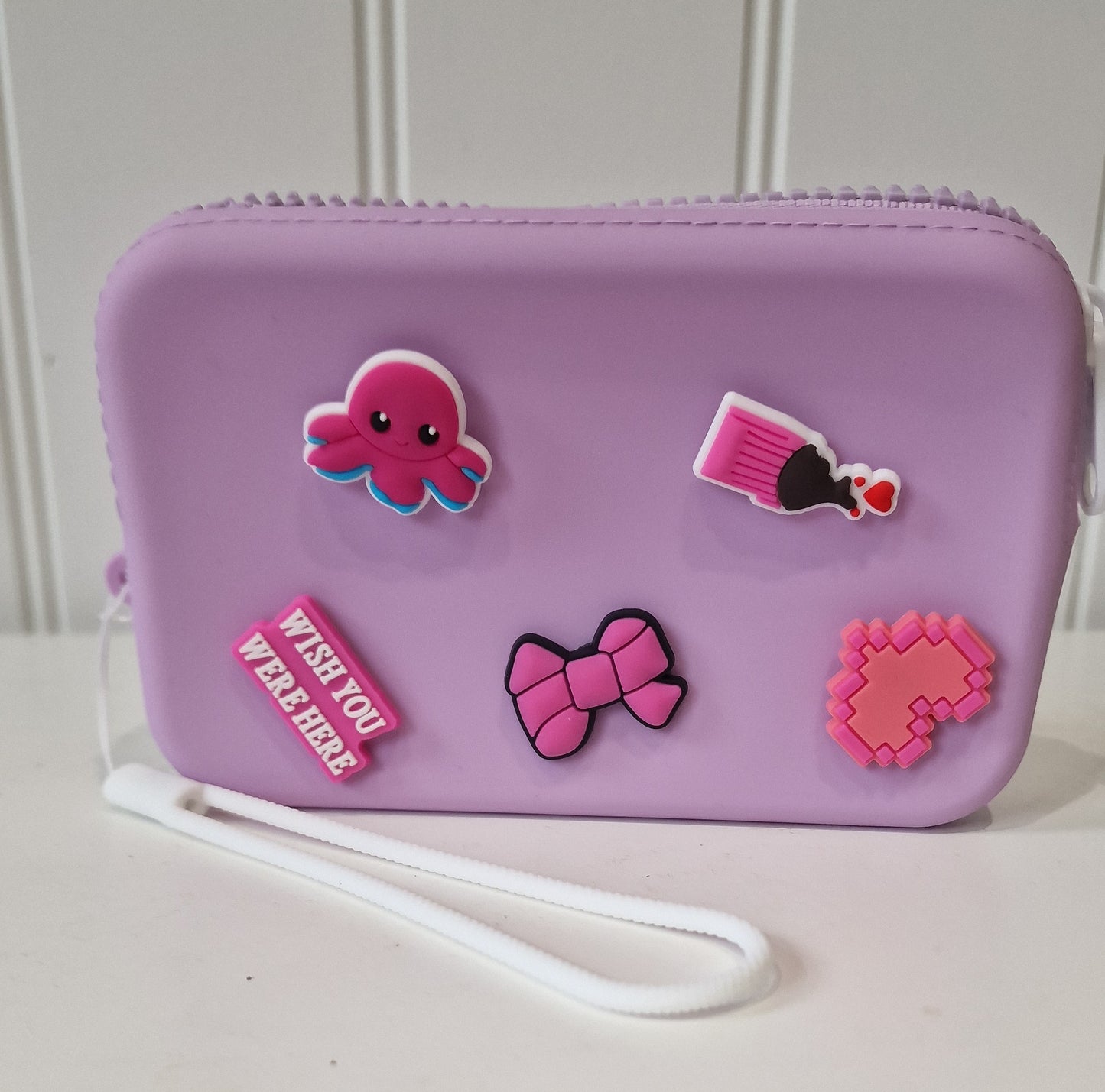 Pencil Case With Detachable Charms Pink or Blue