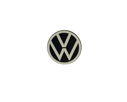 a black and white volkswagen emblem on a white background