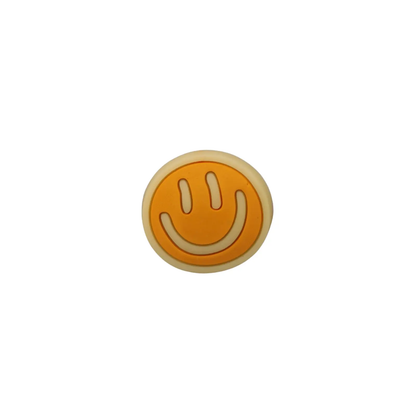 an orange smiley face on a white background