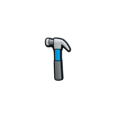 a blue and gray hammer on a white background